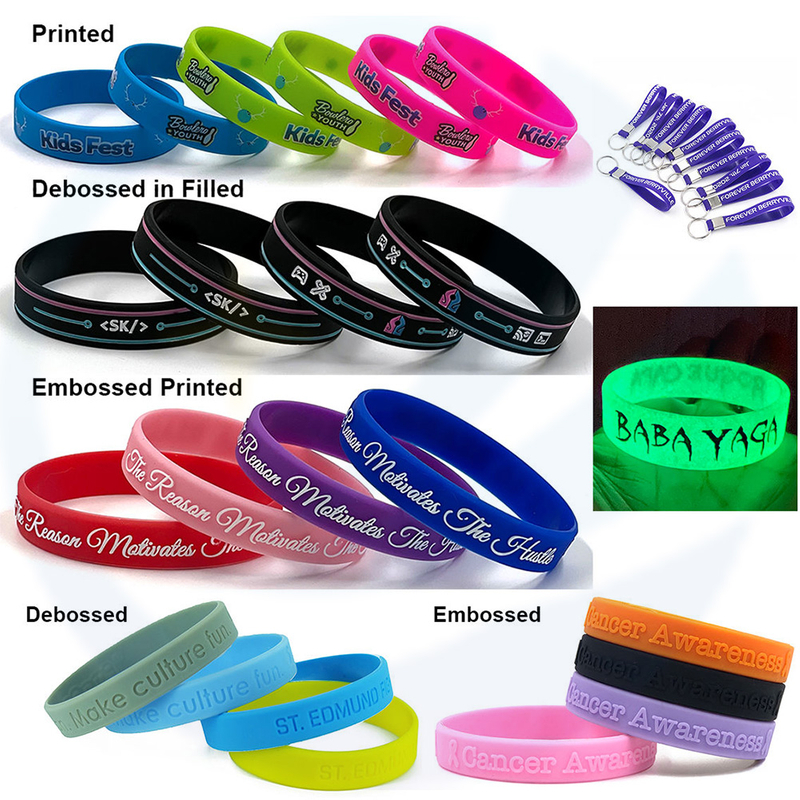 Dakwat Peribadi Suntikan Band Gelang Gelang Gelang Logo Custom Silicone Wristband untuk Hadiah Promosi & Perniagaan