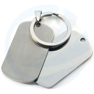 Laser Custom Engraving Logo Pet Tag Metal Blank Sublimation Dog Id Tags Steelless Steel Silver Key Tag dengan keychain