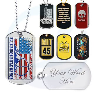 OEM Zink Alloy Custom Enamel Epoxy Metal Dog Tag Loket Kalung Id Dogtags Tag anjing untuk ukiran dengan rantai