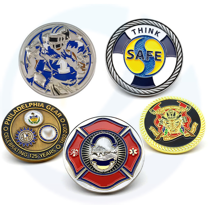 Pukal berkualiti tinggi Murah menyesuaikan logam kosong dua sisi logo 3D logo enamel motivasi motivasi bomba Custom Challenge Coin