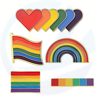 Pengilang Pin Rainbow Enamel Pin Lapel Borong LGBT Gay Pride Rainbow Lapel Pin