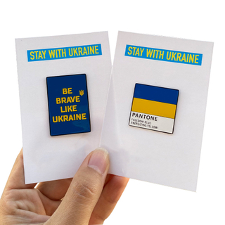 Koleksi Percetakan Berkualiti Tinggi Promosi Patriotik Lencana Enamel Soft Ukraine USA Persahabatan Pin Bendera Salib