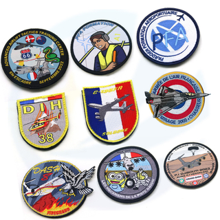 Pereka Bulat Pereka Lencana Taktikal Patch Taktikal Logo Custom menjahit pada patch bersulam Angkatan Udara Perancis penuh untuk pakaian