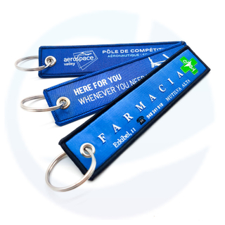 Hadiah Promosi Custom Custom Jet Tag Fabrik Kain Kunci Kereta Keychain Keychain Tenun