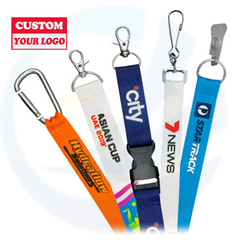 Logo Logo Tali Leher Bercetak Lanyard Sling Id Lencana Pemegang Lanyard dan Kad Nama PVC Polyester Keychain Lanyard