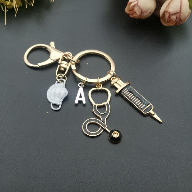 Fesyen fesyen fesyen logam kunci keychain doktor topeng kunci rantai cincin loket paramedik hiasan keychains doktor