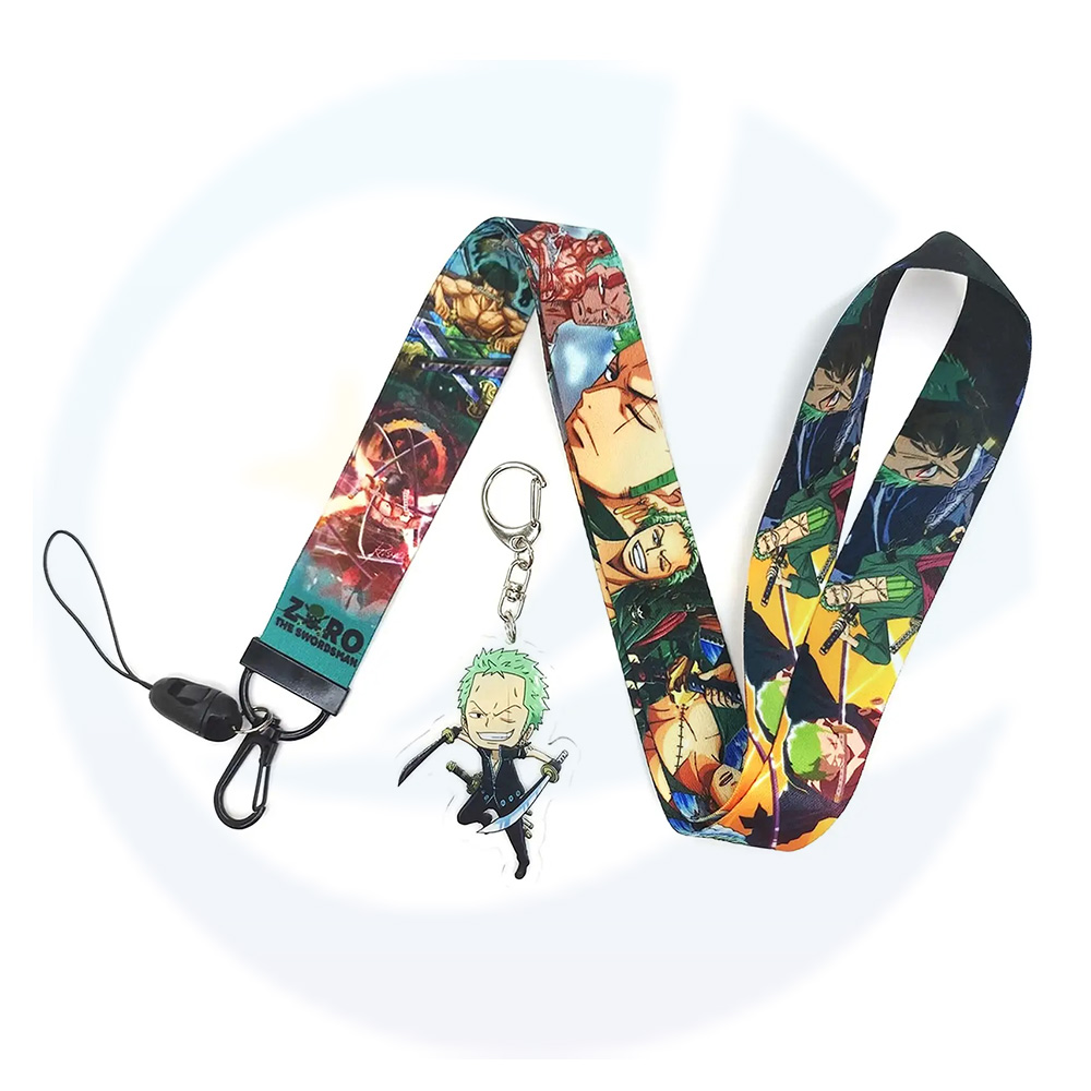 Polyester Custom murah Pemindahan Haba Kartun Kartun Anime 3m Lanyard Custom Custom With Id Card Badge Holder Lanyard Anime