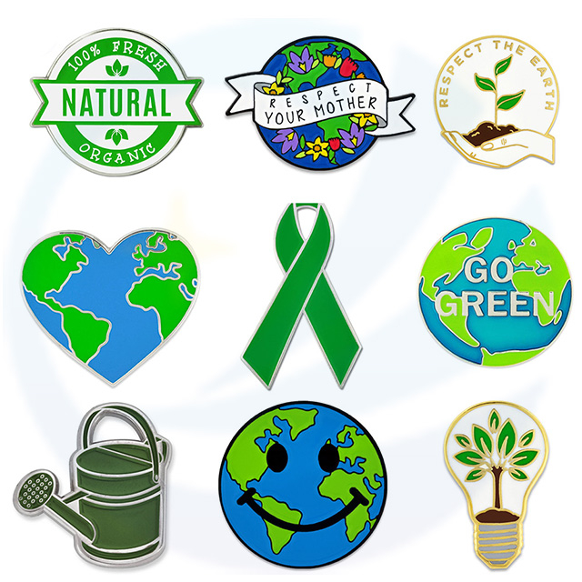 Eco Penyesuaian Murah Gaya Baru - Kehidupan Hijau Menghormati Bumi Lencana Lembut Lembut & Hard Metal Logam Perlindungan Alam Sekitar Enamel Pride Pin Untuk Hadiah