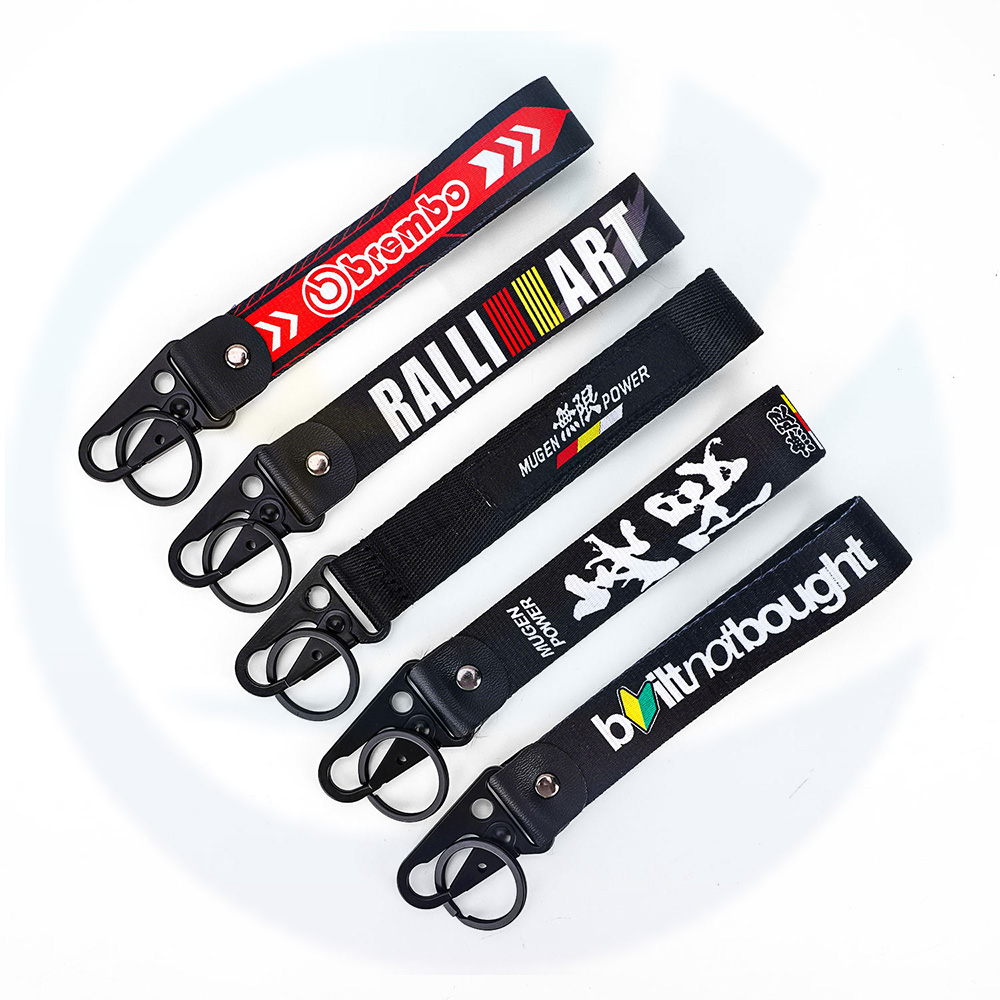 Logo Custom Borong Promosi Keychains Carabiners Polyester Key Chains Peribadi Keychain Peribadi Lanyard Keychain