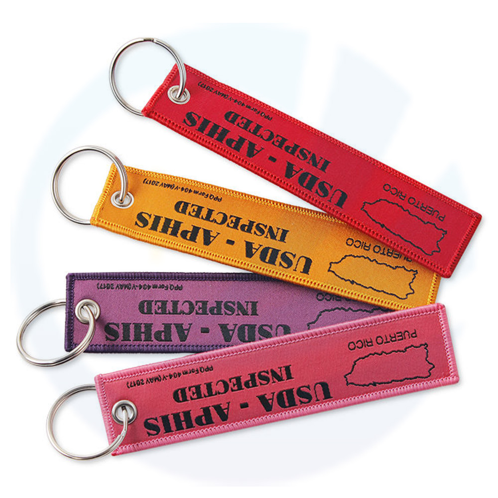 Jenama promosi Logo Jet Pilot Tag Produk Tag untuk Anime Woven Label Bulat Keychain Custom