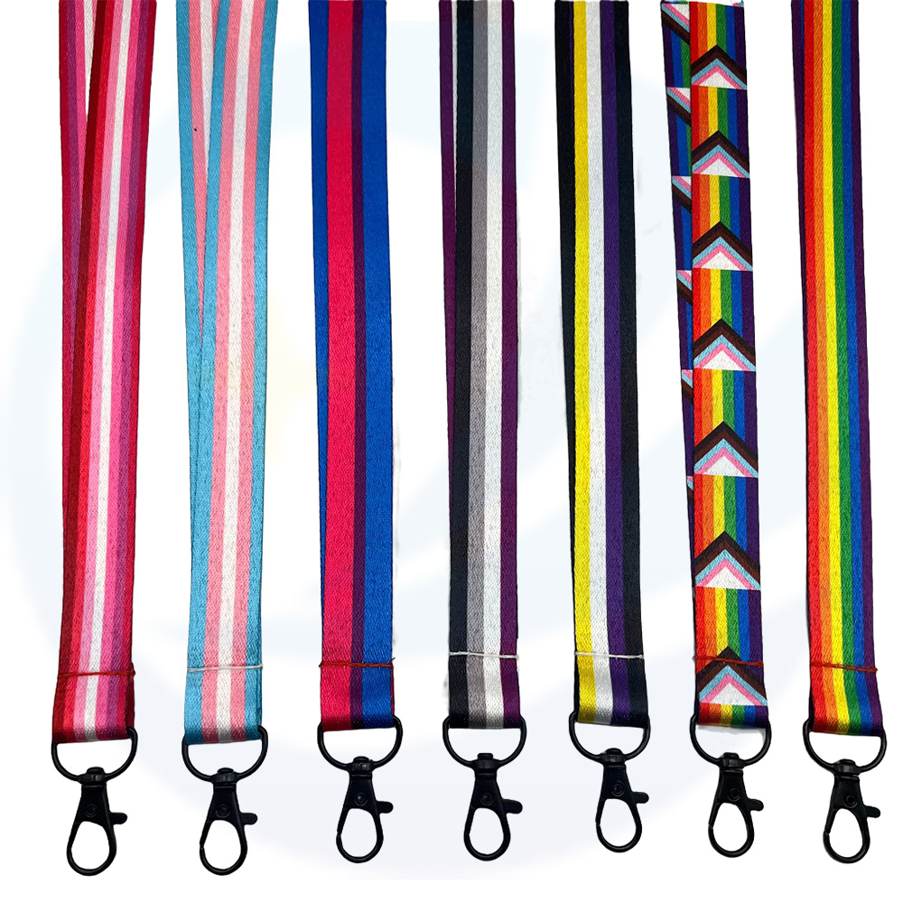 Borong oem kosong sublimasi poliester nilon biasa logo adat peribadi yang dicetak LGBTQ Rainbow Lanyard