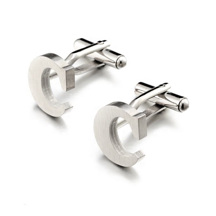 Aksesori Perhiasan Kustom Mewah 26 Surat Inital Bahasa Inggeris Surga Stainless Steel Cufflinks