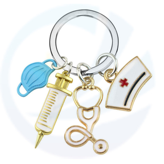 Fesyen fesyen fesyen logam kunci keychain doktor topeng kunci rantai cincin loket paramedik hiasan keychains doktor