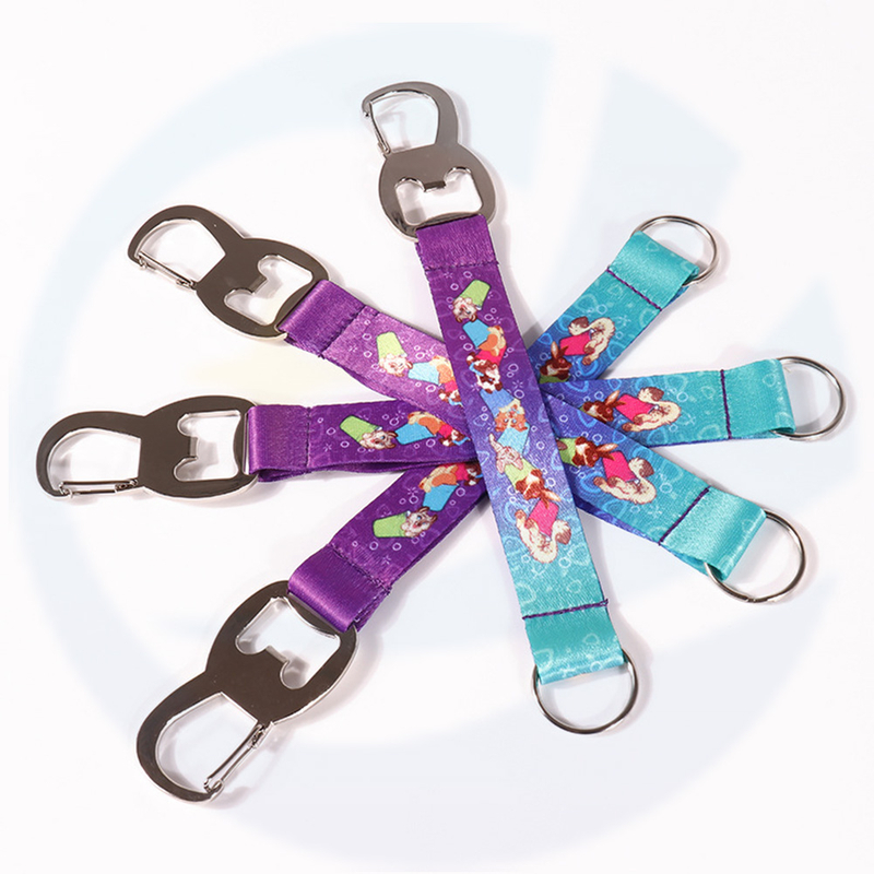 Hotsale Custom Carnival Fiesta Beer Festival Krismas Pembuka Bir Lanyard Keychain dengan Logo Custom Sublimation Printing Neck Tali Botol Pembuka Lanyard