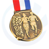 Custom Gold Metal Soccer 5K Running Medal dengan Ribbon Sports Sports Sports Medal Custom Marathon Manufacturer Pingat Bespoke