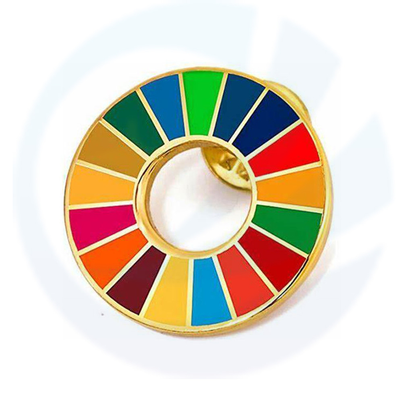 Borong berkualiti tinggi sdg enamel pin mark profesional sdgs lapel pin pengeluar