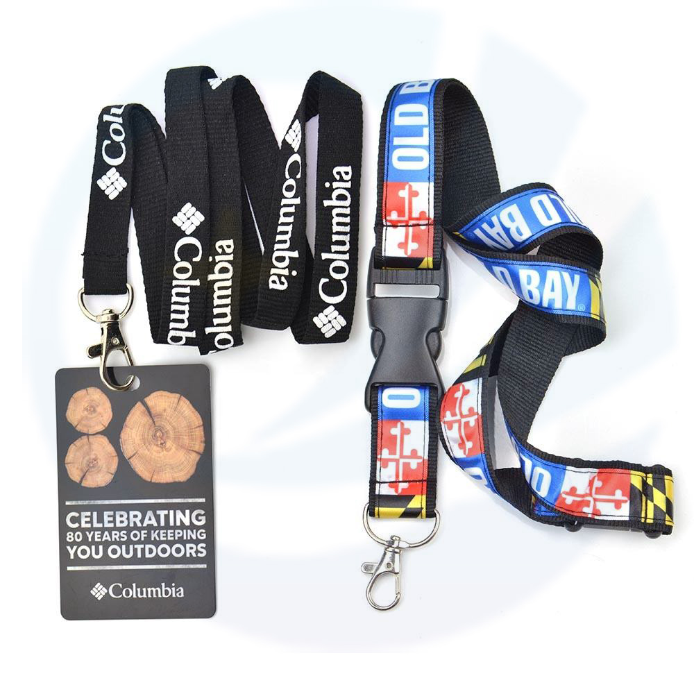 Lanyard Manufacturer Contoh Percuma Promosi Murah Custom Print Polyester Neck Lanyard Dengan Logo