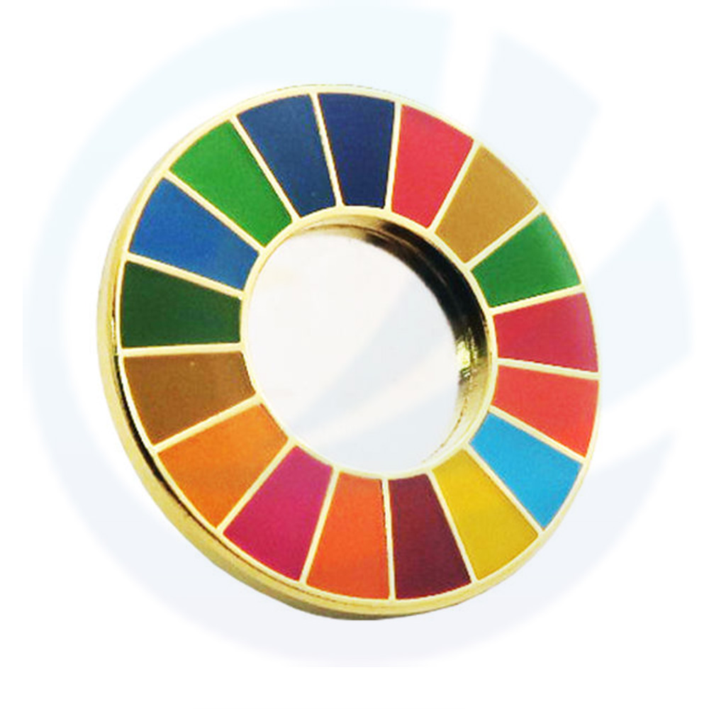 Borong berkualiti tinggi sdg enamel pin mark profesional sdgs lapel pin pengeluar