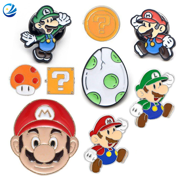 LADGES LADGES LABEL Borong Super Mario Cartoon Anime Pin Mario Bros Enamel Pins Super Mario Metal Pin Untuk Souvenir