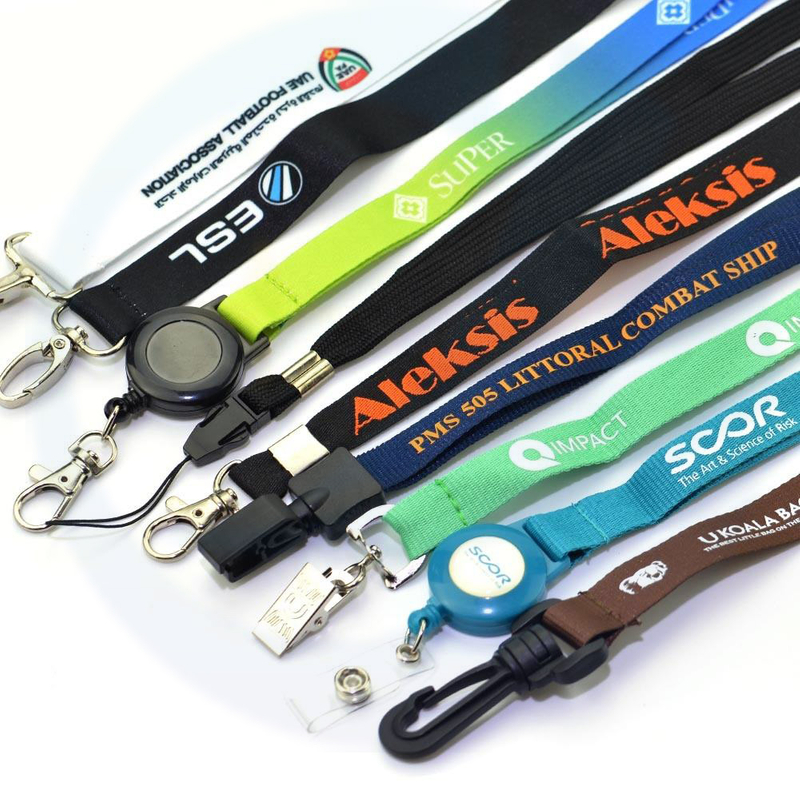 Lanyard Manufacturer Contoh Percuma Promosi Murah Custom Print Polyester Neck Lanyard Dengan Logo