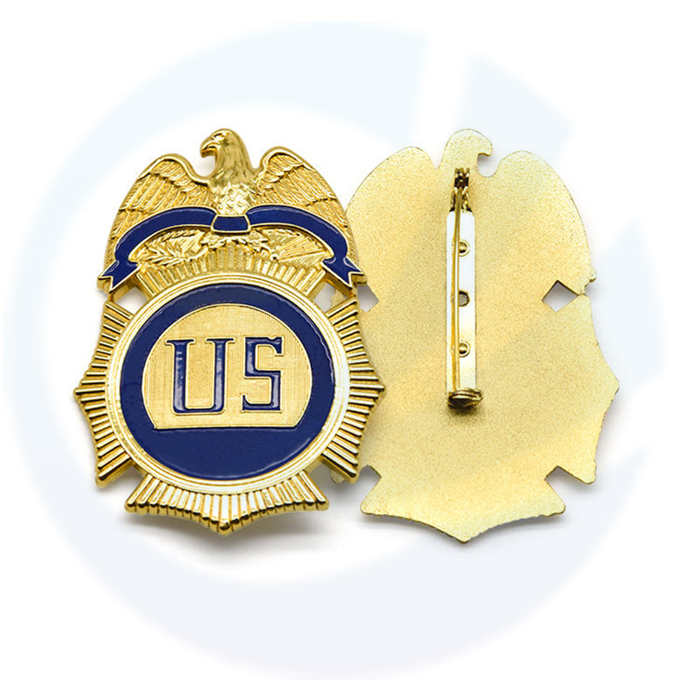 Alloy logam zink tersuai yang berkualiti tinggi Embossed 3D Enamel Security Badge