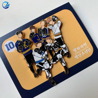 Souvenir Hot Sale Gold Plating Metal Lapel Pins Korea Idol Kpop Glitter Screen Printing Hard Badge Hard Custom Enamel Lapel Pin
