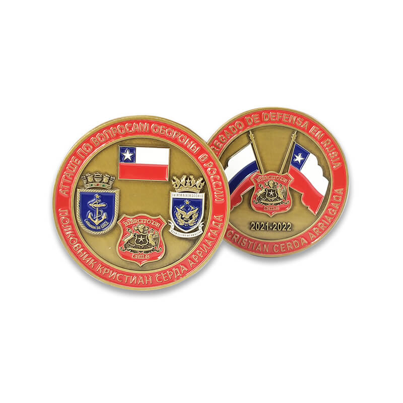 Custom Antique Gold Tentera Challenge Coins