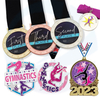 Logo Custom Lanyard Women Glitter Emas Perak Silver Winning Award Gimnastik Metal Medal