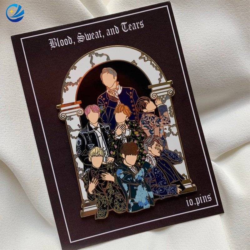 Jantung logam adat berkualiti tinggi Kpop Bangtan Boys Boys Kpop Pin Enamel Keras