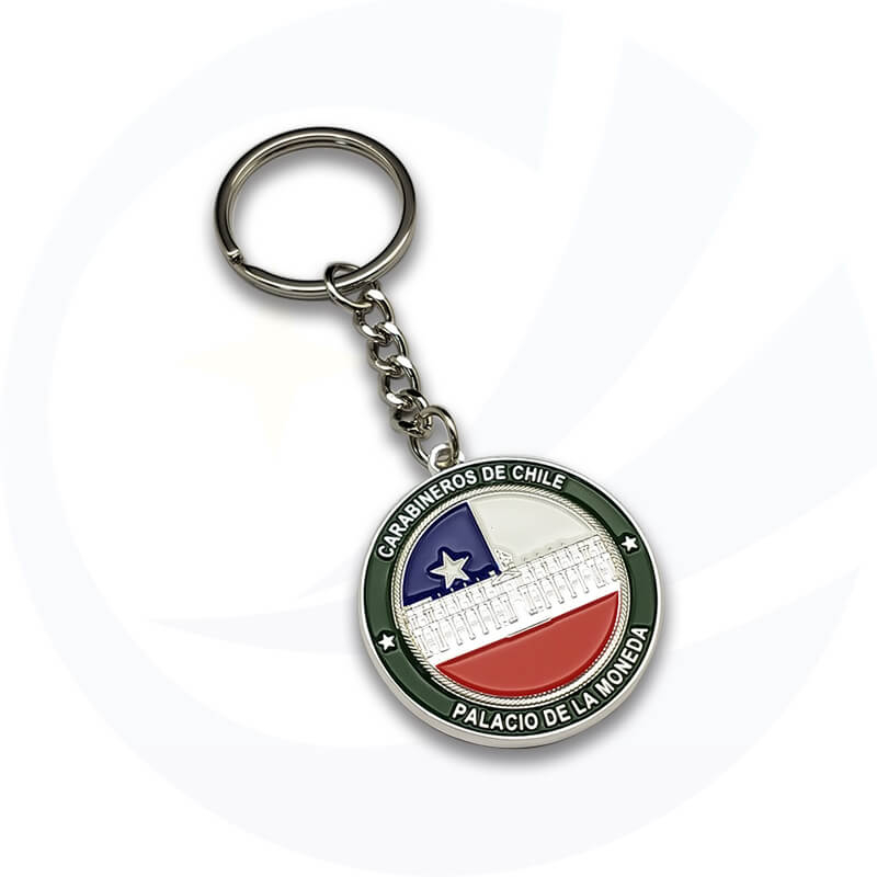 Chile Flag Alloy Lanyard Key Chain Hotel