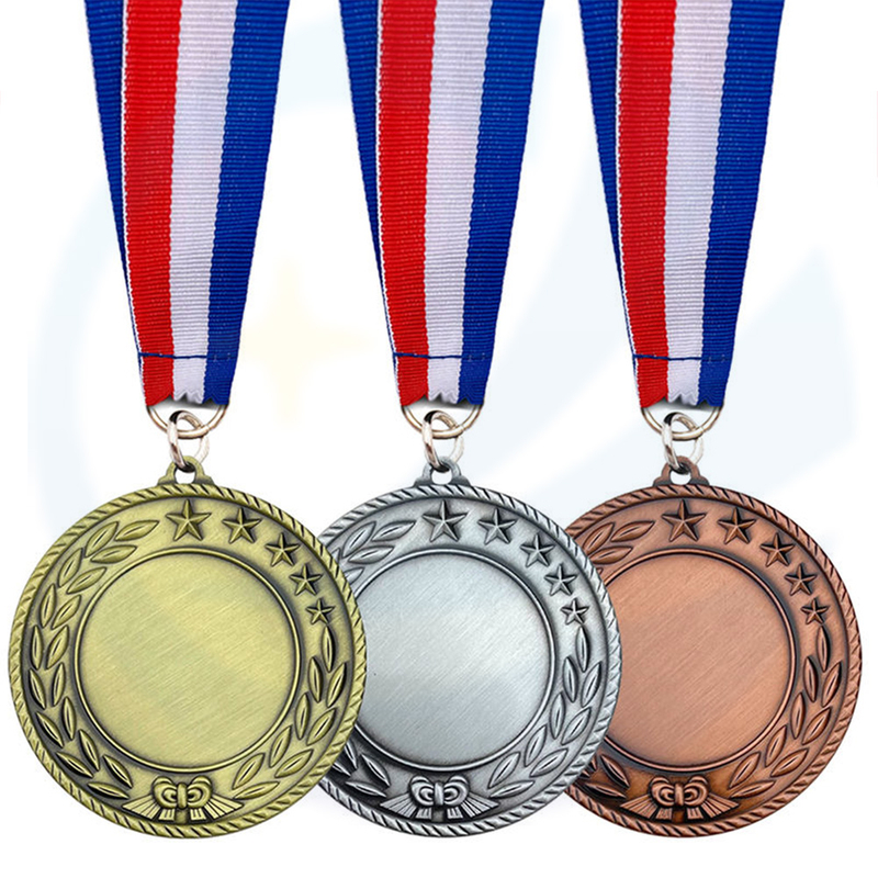 Pengilang Logo Reka Bentuk Custom Zinc Alloy Metal Masukkan Sublimation Blank Medal dengan Ribbon