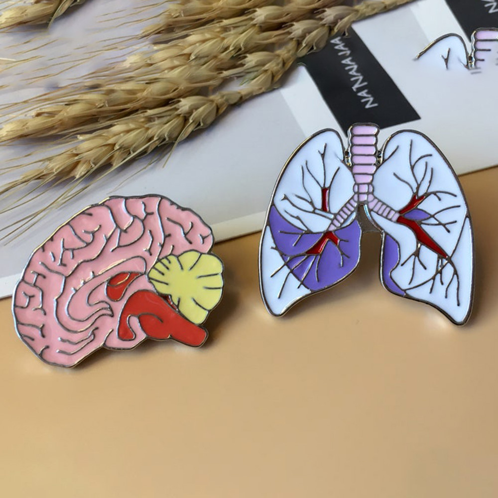 Koleksi Jantung Organ Unik Art Heart Enamel Lapel Pin Set Funny Cartoon Enamel Pin