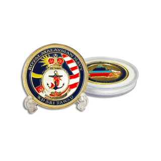 Borong Custom Malaysia Navy Souvenir Challenge Coin dengan Kotak Akrilik